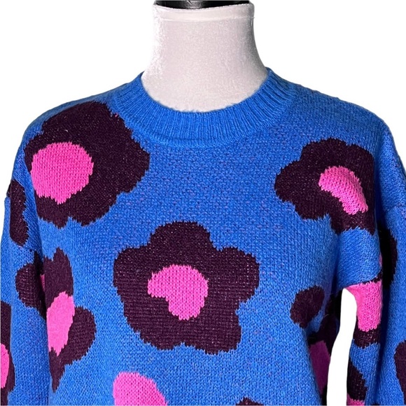 Lilly Pulitzer Ferrara Sweater Blue Flare Growl and Prowl Jacquard Print Size XS - Picture 8 of 16